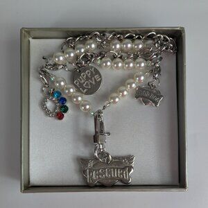 Things Remembered Pearl Dog Collar Necklace Rescued Rhinestones Bling Adjustable